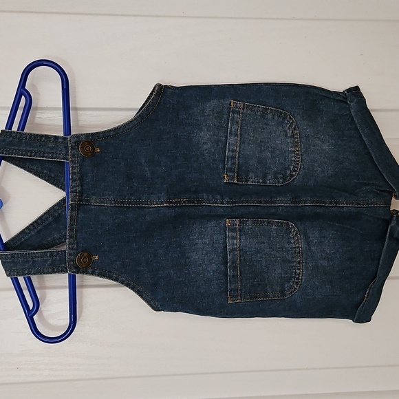NWT Mudpie Denim Shortalls Rolled Cuff Sz 9-12m Infant Jean Shorts Overalls - Picture 5 of 6